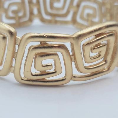Anne Klein Abstract Greek Key Gold Tone Bangle