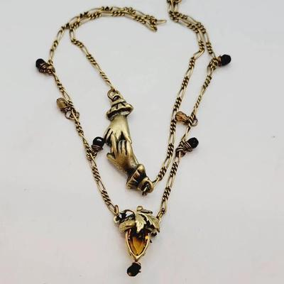 Vintage Signed Mary Demarco Victorian Revival Necklace With Incredible Clasp