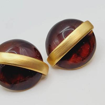 Faux Tortoise Shell Mod Cosmic Clip Earrings