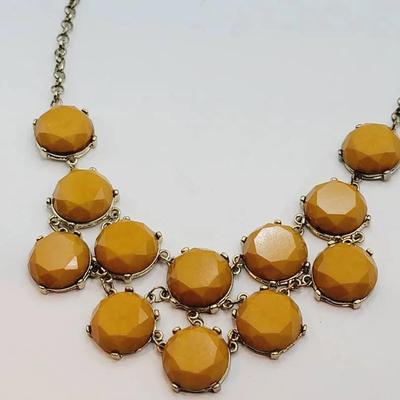 Mustard Faceted Bead Bib Necklace 2000s