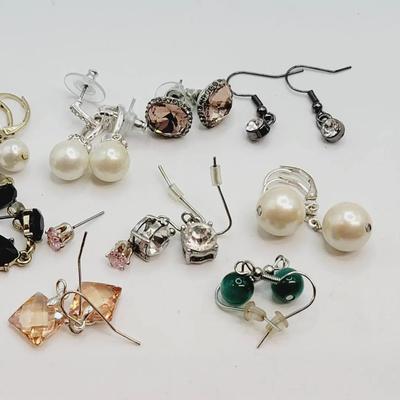 Work And Weekend Earring Lot 10 Pr Rhinestone Faux Pearl More 
