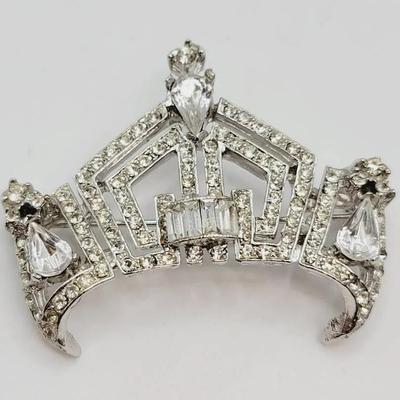 Rhinestone Crown Pin Brooch Vintage Jewelry 