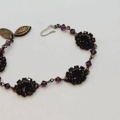 Liz Palacious Amethyst And Garnet Tone Swarovski Bracelet 