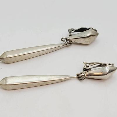 Robert Lee Morris Sterling Geometric Earrings Clip On