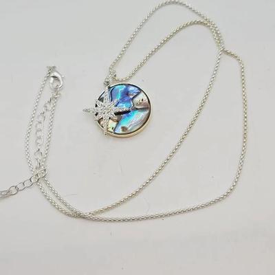 Journey Abalone Rhinestone Pendant Necklace 