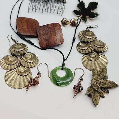 Earthy Boho Jewelry Earrings Necklace Comb