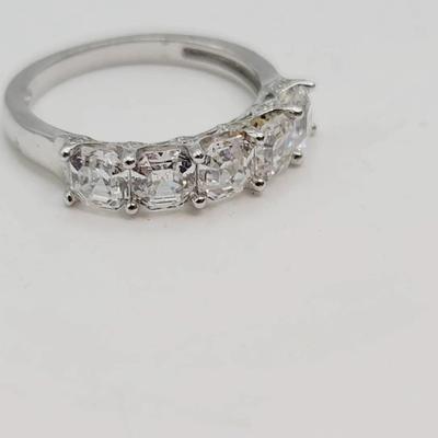 Sterling 5 Stone Band Ring Sz 6 925 Silver