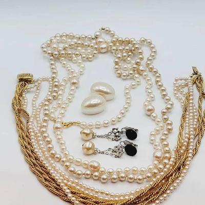 Faux Pearl Necklaces Earrings Classic Glam Jewelry 