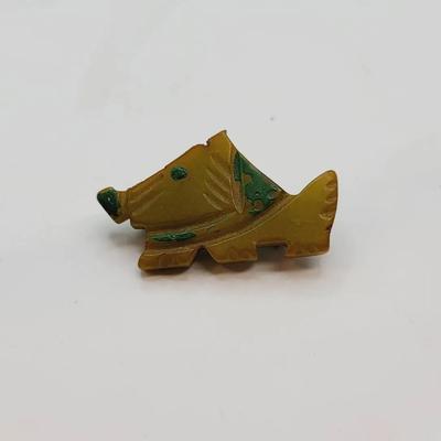 Vintage Carved Bakelite Dog Pin