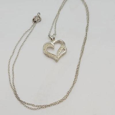 Sterling Heart Pendant Necklace 925 Silver