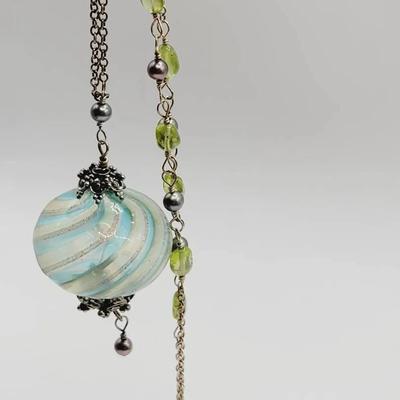 Sterling Pearl Murano Glass Necklace 925 Silver
