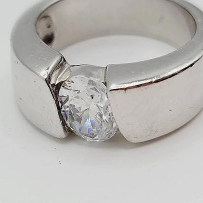 Sterling Cz 925 Solitaire Ring Sz 5.5 Silver 