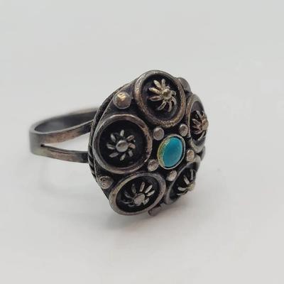 Mexico Sterling Turquoise Adjustable Band Ring 
