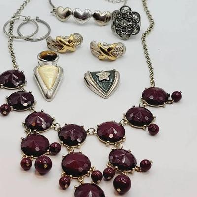 Vintage Mod Costume Jewelry Lot Necklaces Ring Earrings More