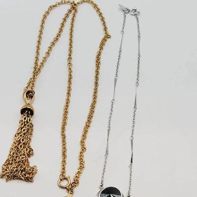 2pc Sarah Coventry Mid Century Necklace Tassel And Rivoli 