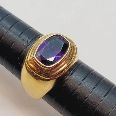 Amethyst 14k Yellow Gold Sz 8.5 Ring Solid Heavy