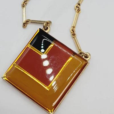 Sarah Coventry Geometric Block Necklace Mod Style