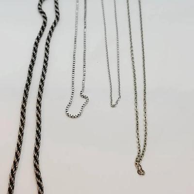 4pc Vintage Silver Tone Necklaces & Chains