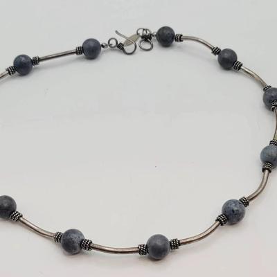 Sterling Marlo Dyed Bone And Silver Boho Necklace 925