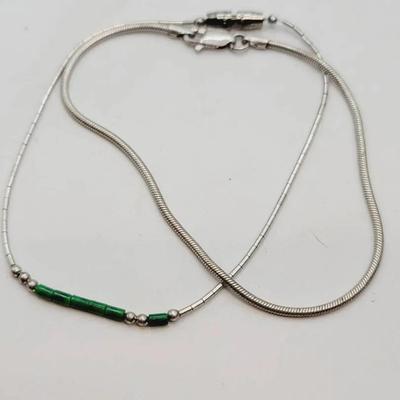 2pc Sterling Bracelets 1 With Malachite 925 Silver