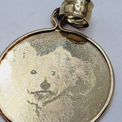 14k Gold Laser Etched Westie Dog Disc Pendant 