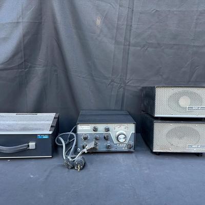 Drake PS-7 & T-4XC | Power Supply & Transmitter with MS-4 Speakers | Amateur Radio Equipment
