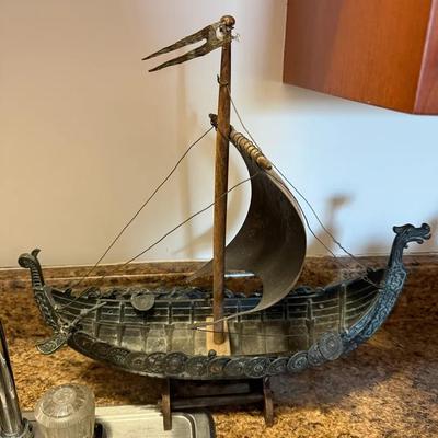 Vintage Metal Viking Ship
