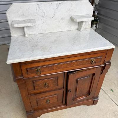 Antique Wash Stand With Marble
