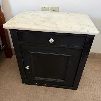 Antique Side Table With Marble Top
