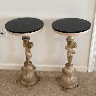 2 vintage Small Marble Top Tables