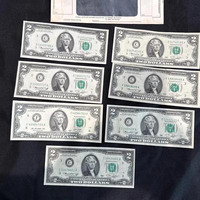 7 $2.00 Bills 1976 & 2013 - Shippable