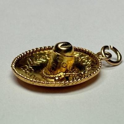 14K Gold Sombrero Charm, 2.4g
