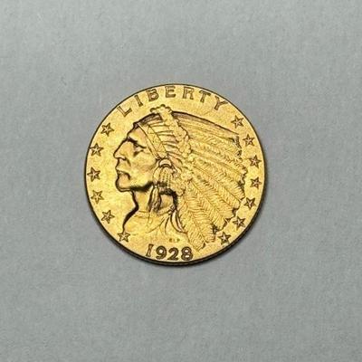 1928 Indian Head $2.50 Gold Quarter Eagle coin