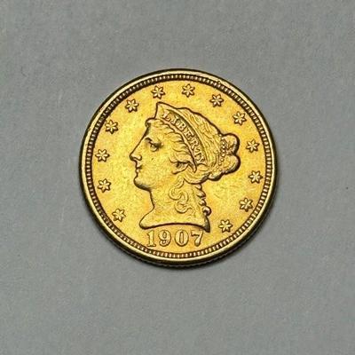 1907 $2.50 Liberty Head Gold Quarter Eagle coin