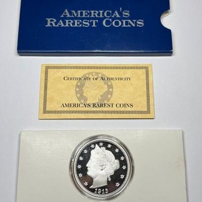 America’s Rarest Coins 2oz .999 Fine Silver Limited Edition Proof Quality Replica Coin 1913 Liberty “V” Nickel, COA
