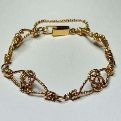 Vintage 14k Gold Rope Knot Link Bracelet, marked 14K, 18.4g