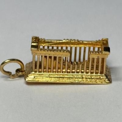 18k Gold Parthenon Charm, 4.7g