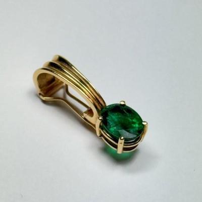14k Gold and Natural Emerald Enhancer Pendant, mark not found, tested 14k, 3.2g