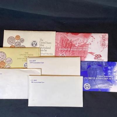 Different US P & D Mint Sets All Original, 1979, 1980, 1981, 1990, 1992, 1999