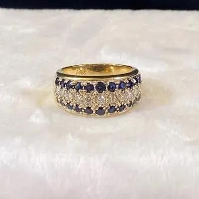 NAGL Certified 14K Yellow Gold Sapphire & Diamond Ring #1226563
