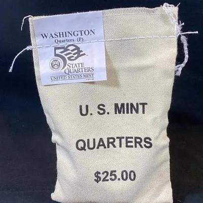 2007 Washington State Quarters Sealed US Mint Bank Bag $25 Face Value