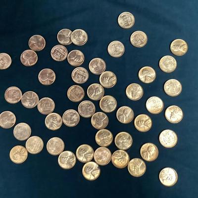 1952-D BU/Uncirculated Lincoln Wheat Cent Roll 50 Coins Red/BU Coins