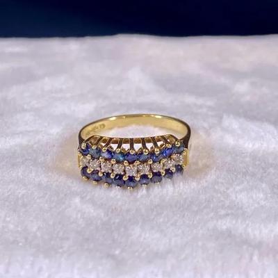 NAGL Certified 14K Gold Sapphire & Diamond Ring #1226567