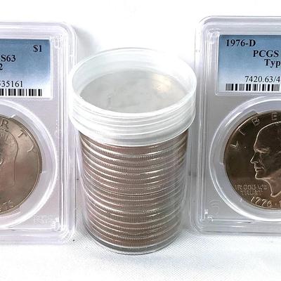 PCGS Graded Eisenhower Dollars & A Roll(20) Ike’s