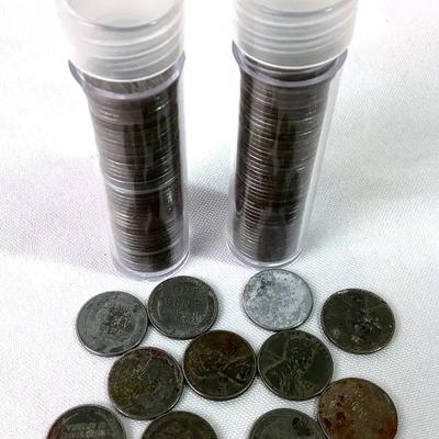 2-Rolls Of Lincoln Steel Wheat Cents(100) Coins