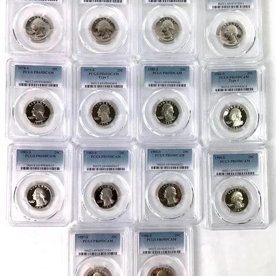 14-Different PCGS Graded Proof Washington Quarters 