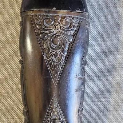 Hand Carved Shaman Medicine Pot (Carved From Bone Or Horn)