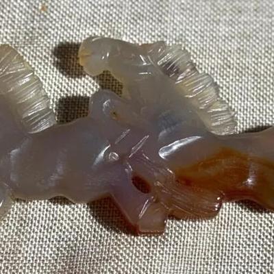  Chinese Carved Agate Horse Figurine (7 Inches)