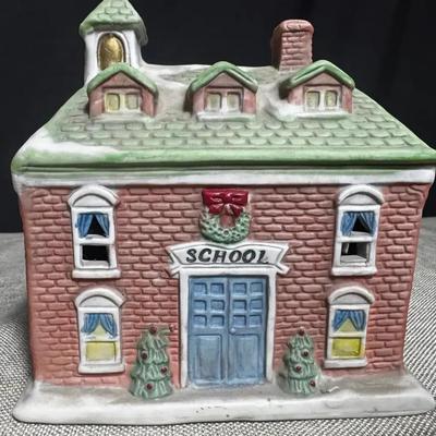 Vintage 1980 National Decorations Old Ceramic School House 