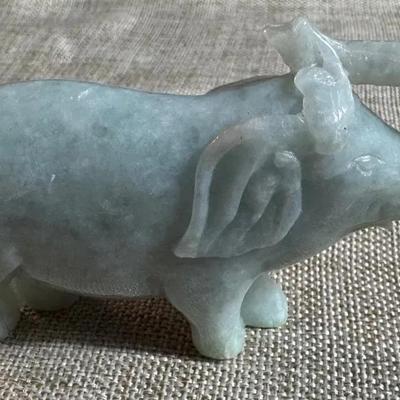 Vintage Carved Jade Elephant Figurine 